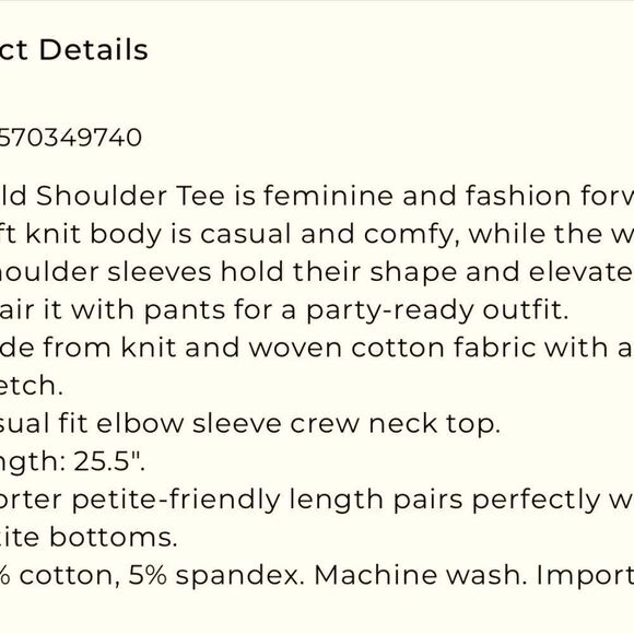 Chico’s SZ 0 Denim Cold shoulder tee - Picture 11 of 12